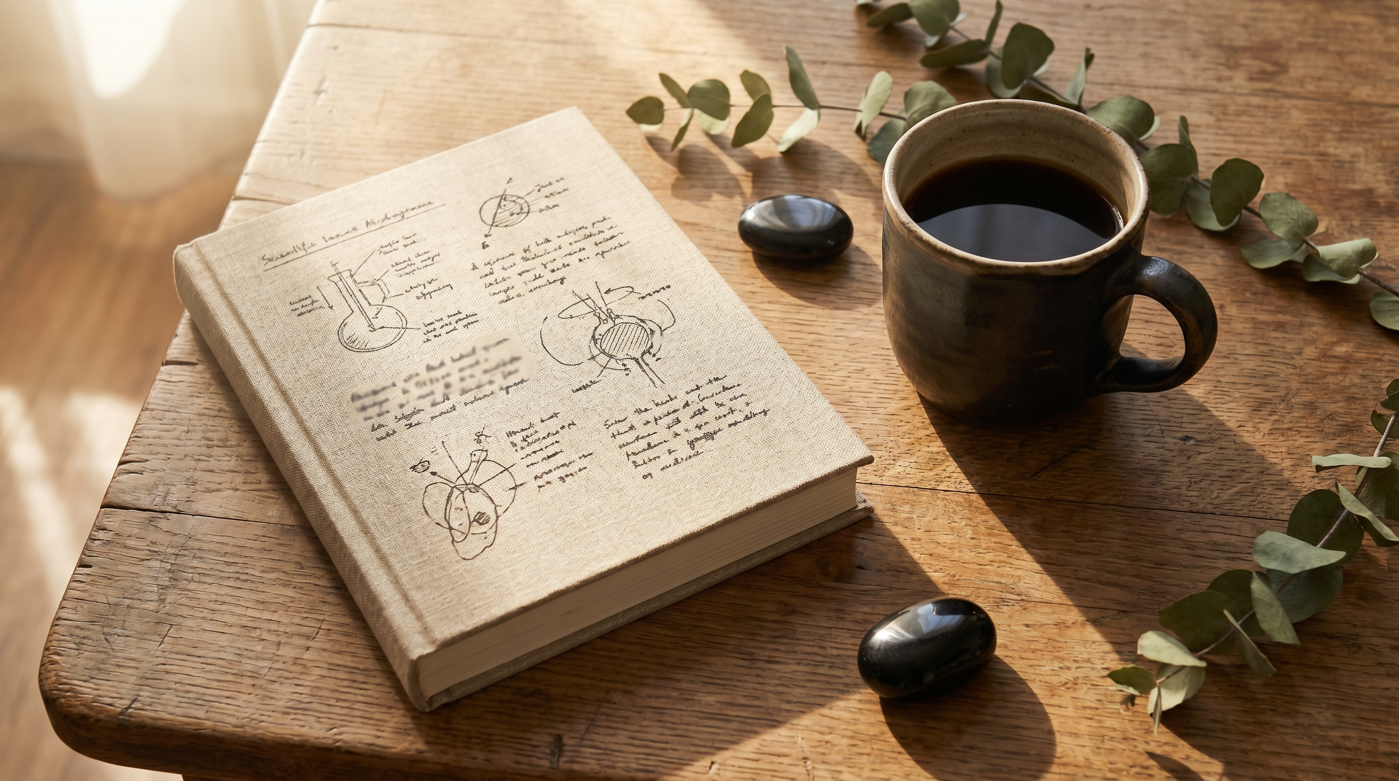 Men's health research lifestyle editorial still life with notebook and morning coffee sildenafil tadalafil ODT